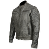 Mens Motorcycle Distressed Gray Scoter Riding Leather Jacket with Kidney padding back & Vents 