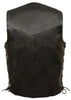 Men's Plain Snap button classic leather vest with four total pockets & Side Laces 