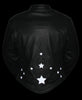 Women's Biker front back Reflective star leather jacket thick leather 