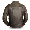 Men's Motorcycle updated biker old school leather jacket police style with belt 