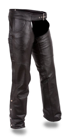 Men's Biker riding unisex Jean pocket style leather chap blk soft leather 