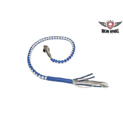 Motorcycle 42" White & Blue Braided Biker old school get back Leather whip