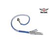 Motorcycle 42" White & Blue Braided Biker old school get back Leather whip 