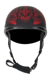 Motorcycle Riding Eagle Flat Novelty Non Dot helmet with Red Horned Skeletons