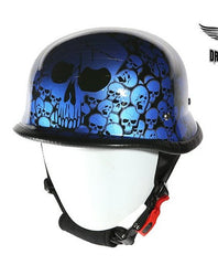 Motorcycle riders German Blue Graveyard Skull Novelty Helmet