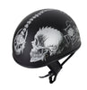 Motorcycle Riding Grey Flat DOT Approved with Grey Horned Skeletons 