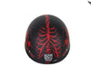 Motorcycle Riding Blk Flat DOT Approved with Red Horned Skeletons 
