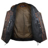 Men's Vintage Brn Light weight 10 Pocket Leather Vest with 2 Gun pockets 