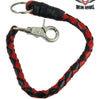 Motorcycle 14" Blk & Red old school get back Real Leather whip with Key Chain 