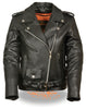 Women's Motorcycle Classic old school police style leather jacket with Gun pockets 
