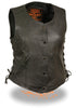 Motorcycle Classic Ladies Leather vest with Side laces and 2 Gun pockets 