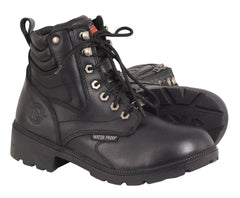 Motorbike women's Waterproof Side zipper plain toe leather boot