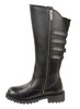 Women's Motorcycle Leather 15 inch High Rise Leather Boot with 4 Calf Buckles 