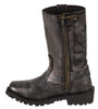 Womens Motorcycle Distressed Grey Leather 11 inch classic Boot with Side Zipper 