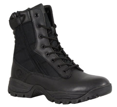 Men's Riding 9" Blk Leather Nylon tactical boot with side zipper
