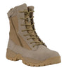 Men's Riding 9" Sand color Leather Nylon tactical boot with side zipper 