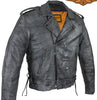 Men's Motorcycle riding Distressed Grey Police style leather jacket with 2 Gun pockets inside