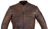 MEN'S MOTORCYCLE RETRO BROWN SCOOTER JACKET WITH ZIP OUT LINER  VERY SOFT 