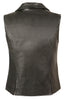 Women's Motorcycle Lapel Collar zipper leather vest w/2 Gun pockets 