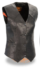 MOTORCYCLE LADIES CLASSIC SNAP BUTTON VEST WITH 2 GUN POCKETS INSIDE