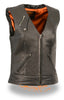 Motorcycle Ladies Vest with Crinkle Detailing & 2 Gun pockets inside and Single panel Back with reflective piping 