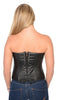 Women's blk sexy bustier leather corset with spiked studs and front zipper 
