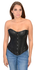 Women's blk sexy bustier leather sexy corset with Hook & eye front entry