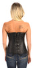 Women's blk sexy bustier leather hook eye corset with Side lacing 