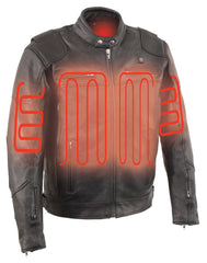 Men's Blk vented scooter heated technology leather jacket with 2 Gun pockets