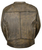 MEN'S MOTORCYCLE DISTRESSED BROWN SPORTY SCOOTER JACKET W/2 GUN POCKETS NAKED 