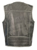 Men's Motorcycle Vintage Distressed Grey Zipper Front Leather Vest 