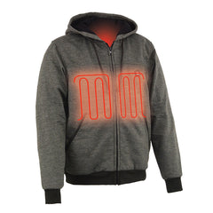 Mens Motorcycle Biker Heated Grey Hoodie Jacket with chargeable battery