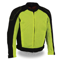 Mens Motorcycle High Visibility Mesh Racer Jacket with removable rain Jacket Liner and armors