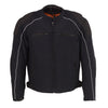 Mens Motorcycle Mesh Racer Jacket Blk with removable rain Jacket Liner and armors 