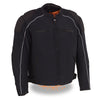 Mens Motorcycle Mesh Racer Jacket Blk with removable rain Jacket Liner and armors 