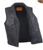 Men's Motorcycle Double Pistol pete Utility style Leather Vest with 2 Chest pockets 