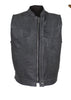 Men's Motorcycle riding Son of anarcy distressed leather vest with 2 Gun Pockets 