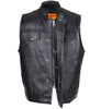 Mens Biker Riding Patch Holder 7 Pocket leather vest with High zipper 