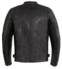 Men's Snap collar front zipper blk leather jacket with rivet shoulders & Sides 