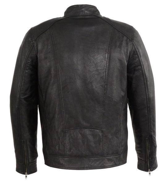 Men's Blk front zipper motto butter soft leather jacket – Leather Place