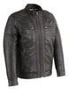 Men's Blk front zipper motto butter soft leather jacket 
