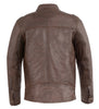 Men's Brown front zipper Chinese collar stand up leather jacket butter soft 