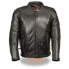 Mens Motorcycle Premium Biker Riding Tall Leather Jacket with Kidney padding back 