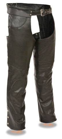 Men's Motorcycle classic Tall leather chap with Jean pockets 4" Longer tall riders 