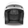 Mens Motorcycle Biker Daytona cruiser White Shiny Open Face Nylon strap Helmet 