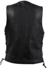 Men's Blk Motorcycle Club Leather vest with 2 Gun pockets & Side Laces 