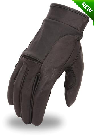 Men's Motorcycle butter soft gel palm cruiser lined leather gloves with velcro 