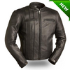 Men's Motorcycle Classic Cafe fitted scotter biker leather jacket 