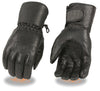 Motorcycle Men's Long soft leather waterproof guantlet gloves with cinch wrist 