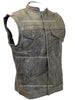 Men's Distressed Grey Son of Anarcy Patch holder Leather Vest Premium Soft Leather 